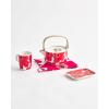 MARIMEKKO Unikko Oiva Stoneware Coffee Cup Set of 2 — Refine Your Kitchen Décor with Our Iconic Black & White Stoneware — Stylish Floral Coffee Cups to Elevate Your Drinking Experience (7oz)(Red)