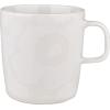MARIMEKKO Unikko Oiva Stoneware Coffee Cup Set of 2 — Refine Your Kitchen Décor with Our Iconic Black & White Stoneware — Stylish Floral Coffee Cups to Elevate Your Drinking Experience (7oz)(Unikko White)