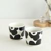 MARIMEKKO Unikko Oiva Stoneware Coffee Cup Set of 2 — Refine Your Kitchen Décor with Our Iconic Black & White Stoneware — Stylish Floral Coffee Cups to Elevate Your Drinking Experience (7oz)(Unikko Black)