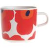 MARIMEKKO Unikko Oiva Stoneware Coffee Cup Set of 2 — Refine Your Kitchen Décor with Our Iconic Black & White Stoneware — Stylish Floral Coffee Cups to Elevate Your Drinking Experience (7oz)(Unikko Red)