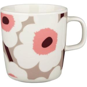 MARIMEKKO Unikko Oiva Stoneware Coffee Cup Set of 2 — Refine Your Kitchen Décor with Our Iconic Black & White Stoneware — Stylish Floral Coffee Cups to Elevate Your Drinking Experience (7oz)(Unikko Powder & Wine)