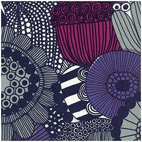 image:imageIdeal Home Range L552665 20 Count Paper Lunch Napkins Marimekko Unikko Cream Linen 65 x 65Siirtolapuutarha Purple